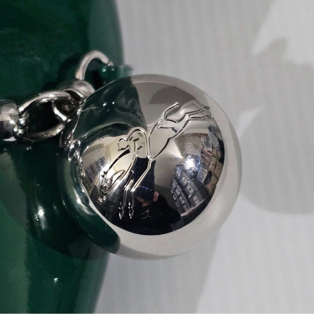 Long Champ Green Patent Heeled Boots with Silver Chain - Picture 5 of 5